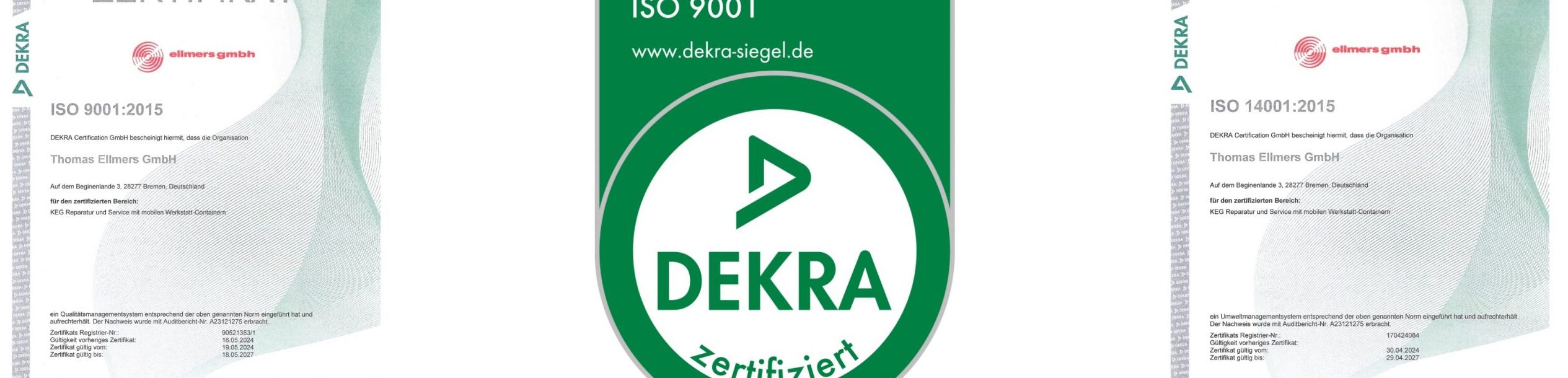 We are certified: ISO 14001! - ellmers GmbH - Mobiler Keg Reparaturservice